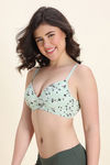 Zivame Padded Non Wired Medium Coverage Tshirt Bra - Grass Green Floral — thumbnail 2